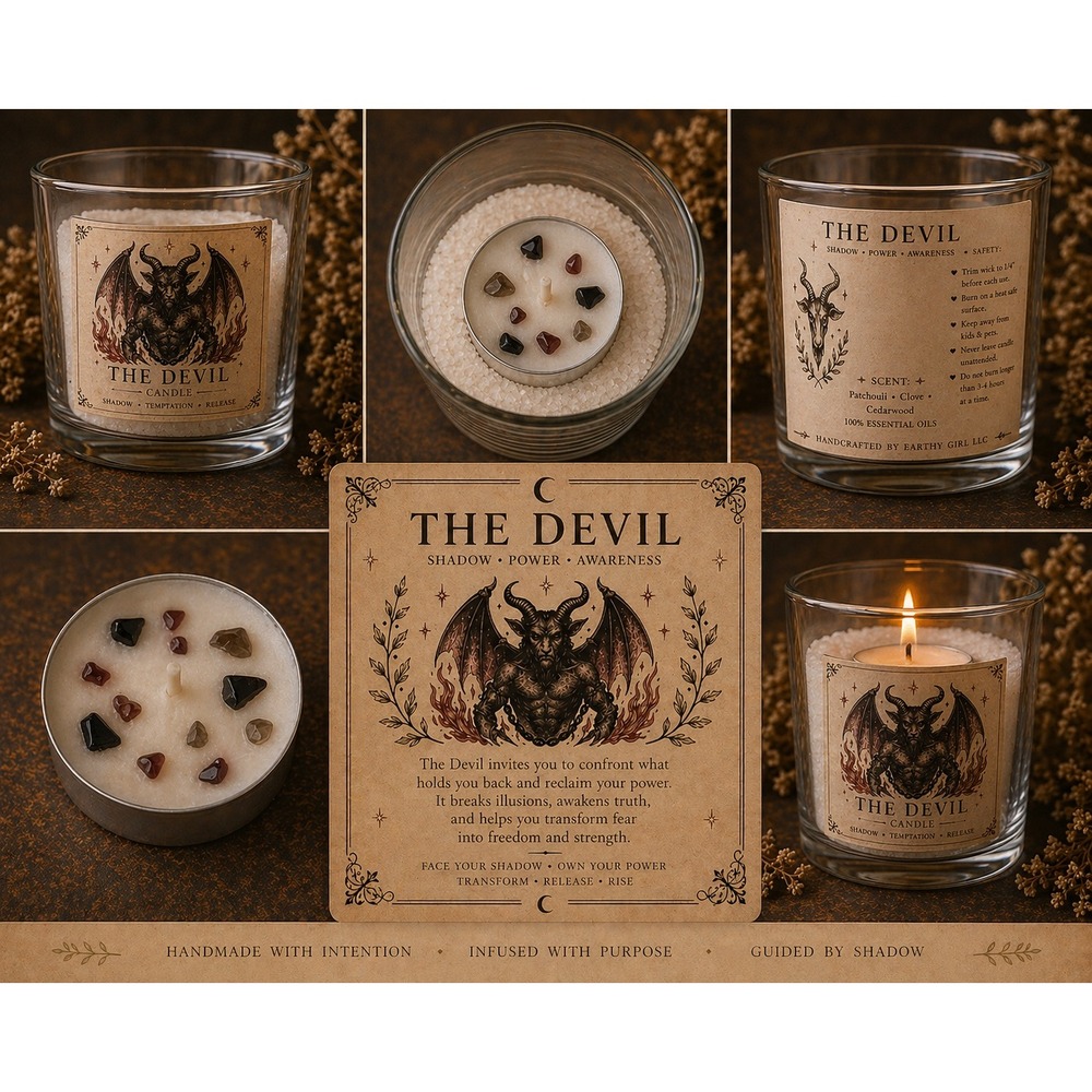 The Devil Tarot Card Tea Light Candle‎ Set